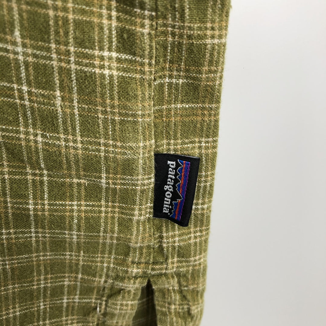 Patagonia 53139SP21 Backstep Shirt, Check Pattern, Short Sleeve, Organic Cotton x Hemp Shirt, Boxy Shirt Hemp green type yellow green Vintage Second Hand