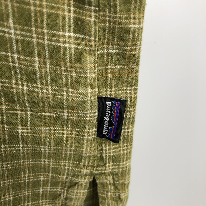 Patagonia 53139SP21 Backstep Shirt, Check Pattern, Short Sleeve, Organic Cotton x Hemp Shirt, Boxy Shirt Hemp green type yellow green Vintage Second Hand