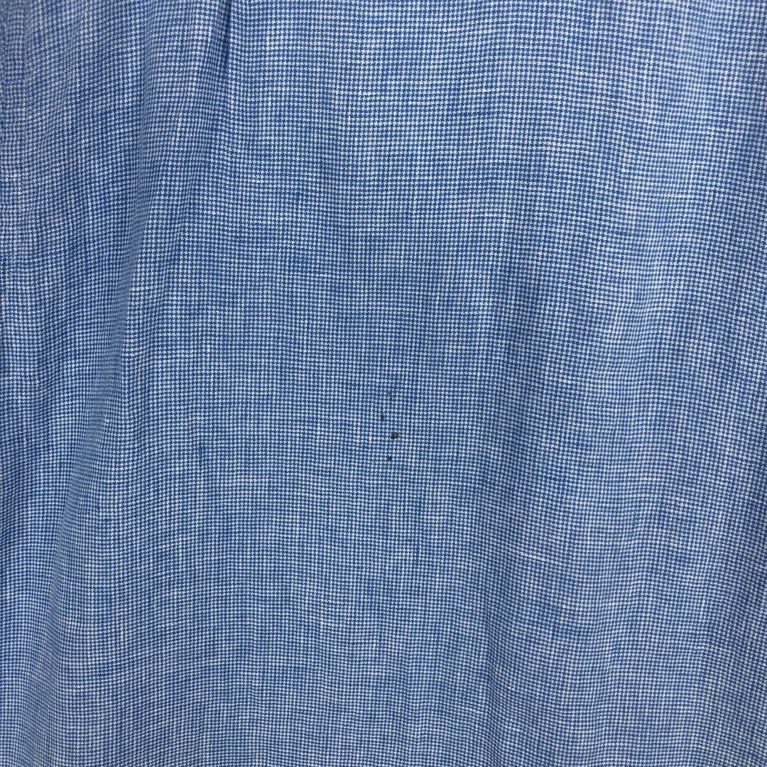 Brooks Brothers 346 Check Pattern Houndstooth Pattern Wide Collar Short Sleeve Linen Shirt Men's XL (approx.) linen blue type Vintage Second Hand