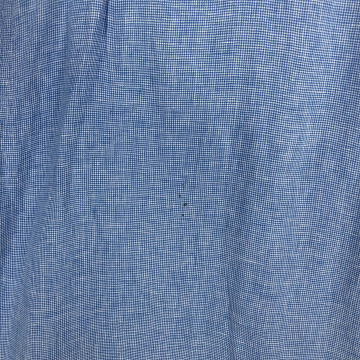 Brooks Brothers 346 Check Pattern Houndstooth Pattern Wide Collar Short Sleeve Linen Shirt Men's XL (approx.) linen blue type Vintage Second Hand