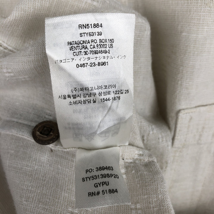 Patagonia 53139SP20 Backstep Shirt, Short Sleeve, Hemp x Cotton, Boxy Shirt, Men's Size L (approx.) Hemp ivory Vintage Second Hand