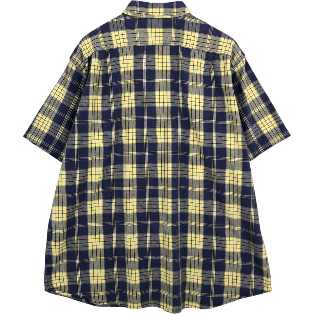 Ralph Lauren POLO SPORT Check Pattern Short-Sleeve Cotton Check Shirt, Men's Size XL (approx.) cotton lemon yellow Vintage Second Hand