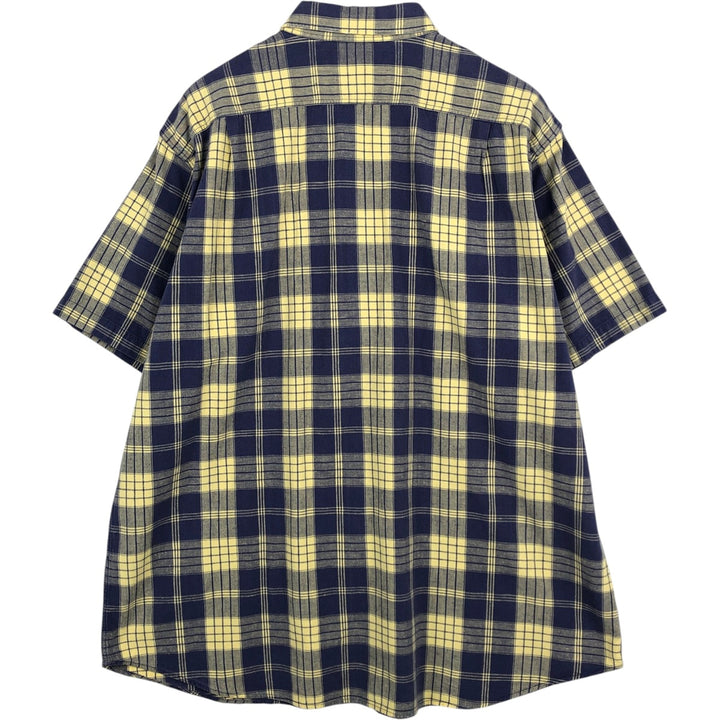 Ralph Lauren POLO SPORT Check Pattern Short-Sleeve Cotton Check Shirt, Men's Size XL (approx.) cotton lemon yellow Vintage Second Hand