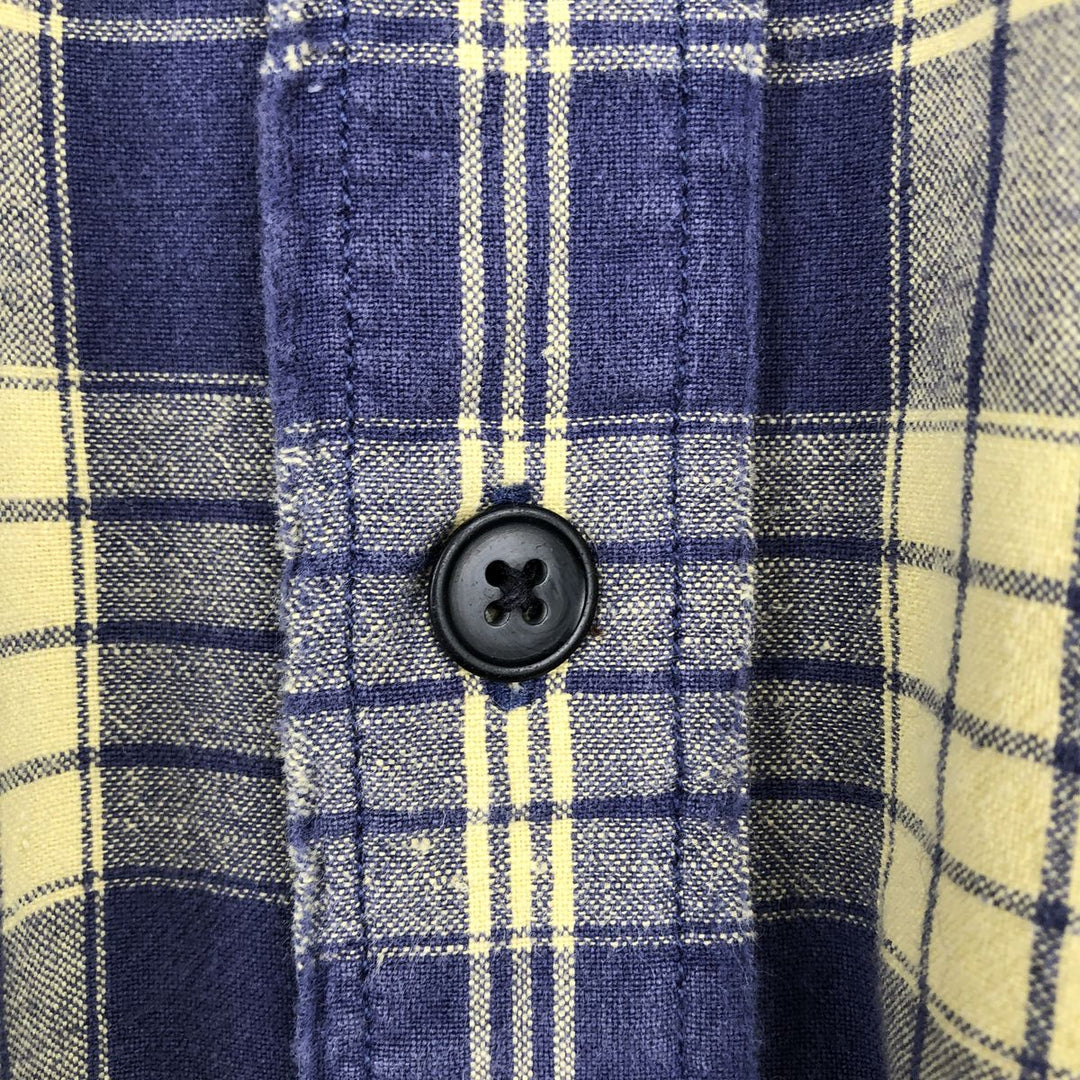 Ralph Lauren POLO SPORT Check Pattern Short-Sleeve Cotton Check Shirt, Men's Size XL (approx.) cotton lemon yellow Vintage Second Hand