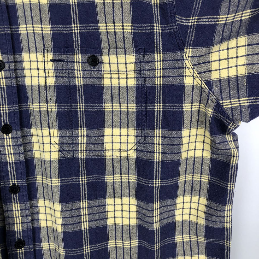 Ralph Lauren POLO SPORT Check Pattern Short-Sleeve Cotton Check Shirt, Men's Size XL (approx.) cotton lemon yellow Vintage Second Hand