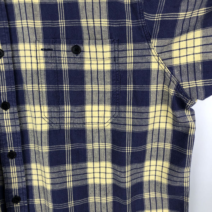 Ralph Lauren POLO SPORT Check Pattern Short-Sleeve Cotton Check Shirt, Men's Size XL (approx.) cotton lemon yellow Vintage Second Hand