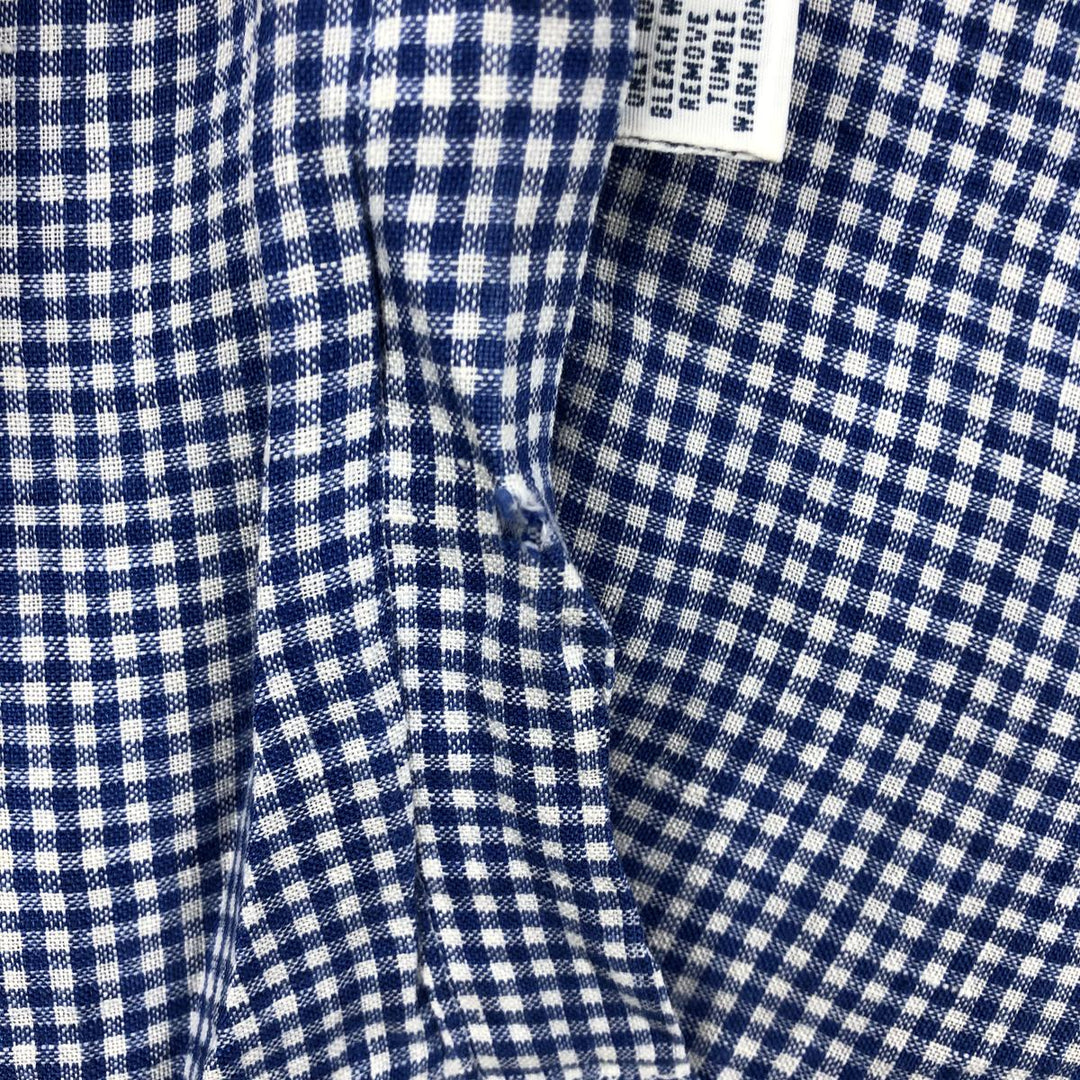 Ralph Lauren Check Pattern Gingham Check Short-Sleeve Linen Button-Down Shirt, Men's Size XXL (approx.) linen blue type Vintage Second Hand