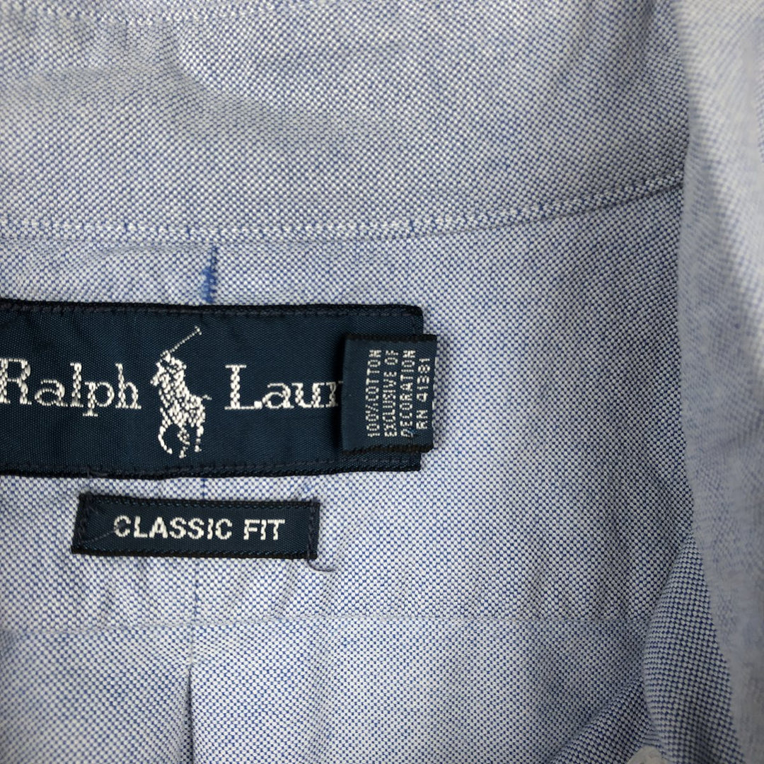 Ralph Lauren Classic Fit short sleeve button down shirt, men's size M cotton Blue type light blue Vintage Second Hand
