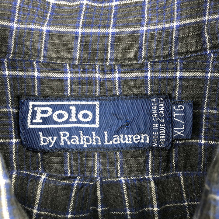 Ralph Lauren POLO by Ralph Lauren short sleeve button down check shirt made in Canada men's XL size unclear blue type Vintage Second Hand