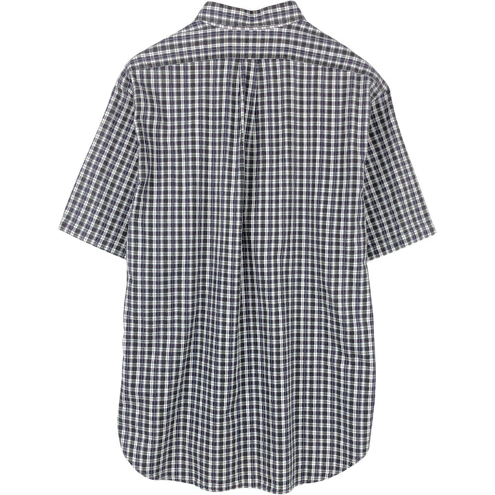 Ralph Lauren BLAKE Seersucker Short-Sleeve Button-Down Check Shirt, Men's Size XL (approx.) cotton navy blue type Vintage Second Hand