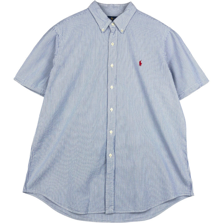 Ralph Lauren Seersucker Short Sleeve Button-Down Striped Shirt Men's XL cotton blue type Vintage Second Hand