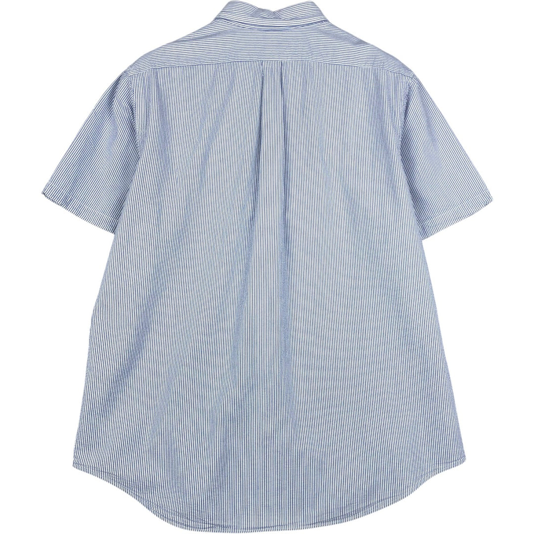 Ralph Lauren Seersucker Short Sleeve Button-Down Striped Shirt Men's XL cotton blue type Vintage Second Hand