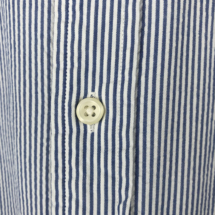 Ralph Lauren Seersucker Short Sleeve Button-Down Striped Shirt Men's XL cotton blue type Vintage Second Hand
