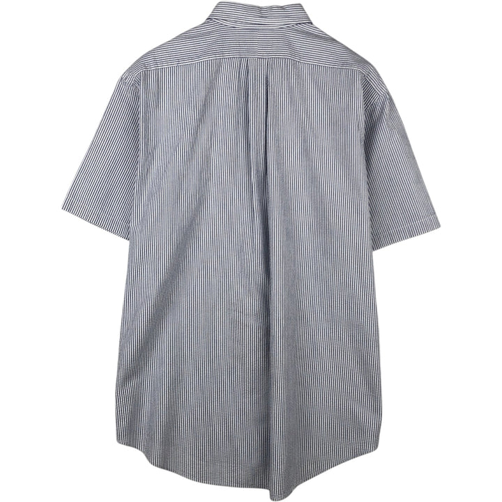Ralph Lauren CLASSIC FIT Classic Fit Seersucker Short Sleeve Button Down Striped Shirt Men's XL cotton navy blue type Vintage Second Hand