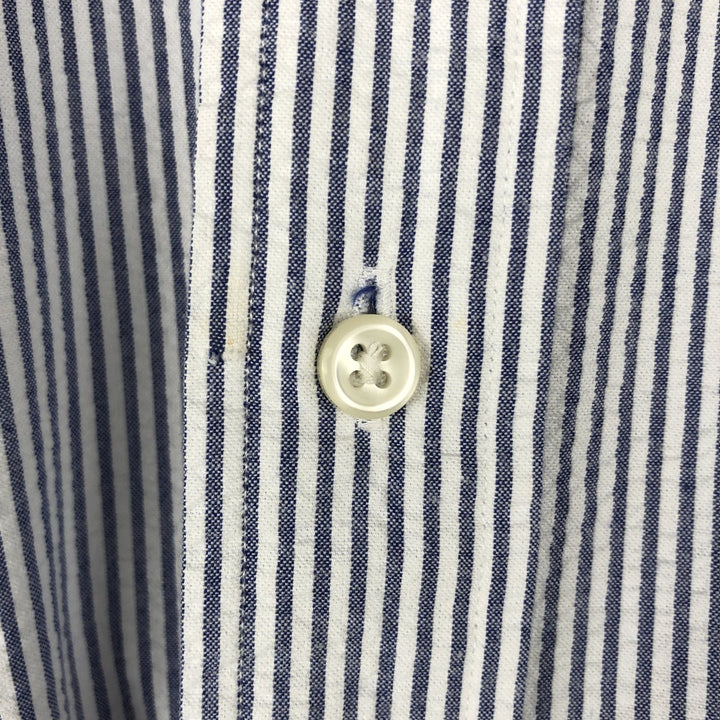 Ralph Lauren CLASSIC FIT Classic Fit Seersucker Short Sleeve Button Down Striped Shirt Men's XL cotton navy blue type Vintage Second Hand