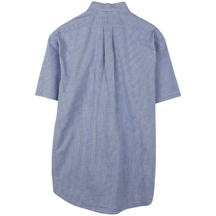 Ralph Lauren BLAKE Gingham Check Seersucker Short-Sleeve Button-Down Check Shirt (Men's Size M) cotton blue type Vintage Second Hand
