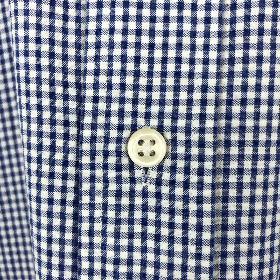Ralph Lauren BLAKE Gingham Check Seersucker Short-Sleeve Button-Down Check Shirt (Men's Size M) cotton blue type Vintage Second Hand
