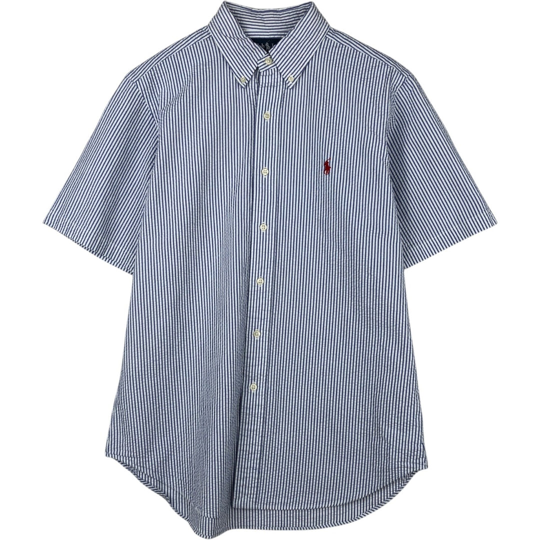 Ralph Lauren CLASSIC FIT Classic Fit Seersucker Short Sleeve Button Down Striped Shirt Men's M cotton blue type Vintage Second Hand