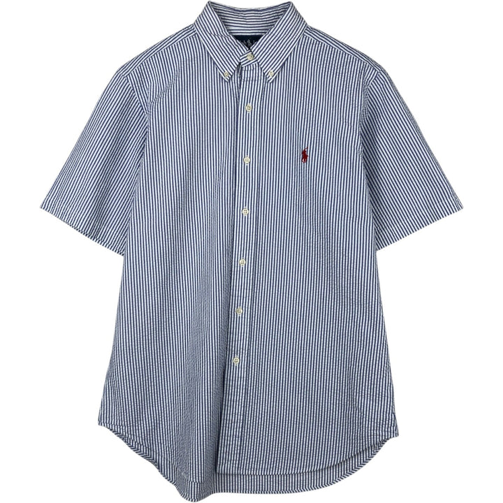 Ralph Lauren CLASSIC FIT Classic Fit Seersucker Short Sleeve Button Down Striped Shirt Men's M cotton blue type Vintage Second Hand