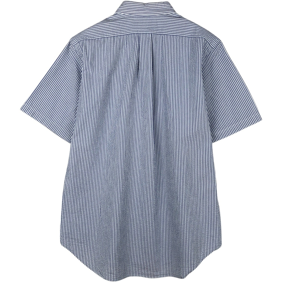 Ralph Lauren CLASSIC FIT Classic Fit Seersucker Short Sleeve Button Down Striped Shirt Men's M cotton blue type Vintage Second Hand
