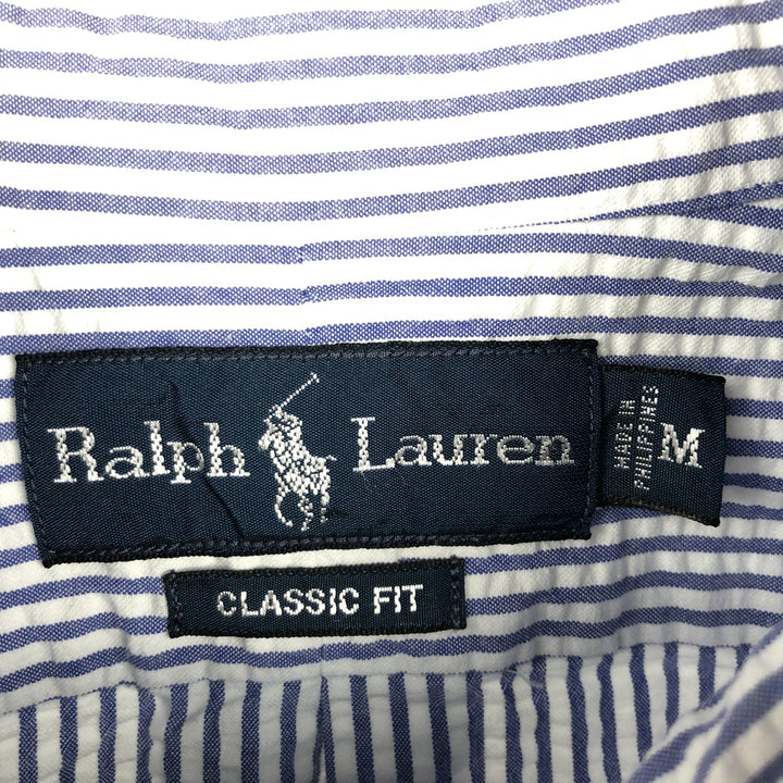 Ralph Lauren CLASSIC FIT Classic Fit Seersucker Short Sleeve Button Down Striped Shirt Men's M cotton blue type Vintage Second Hand