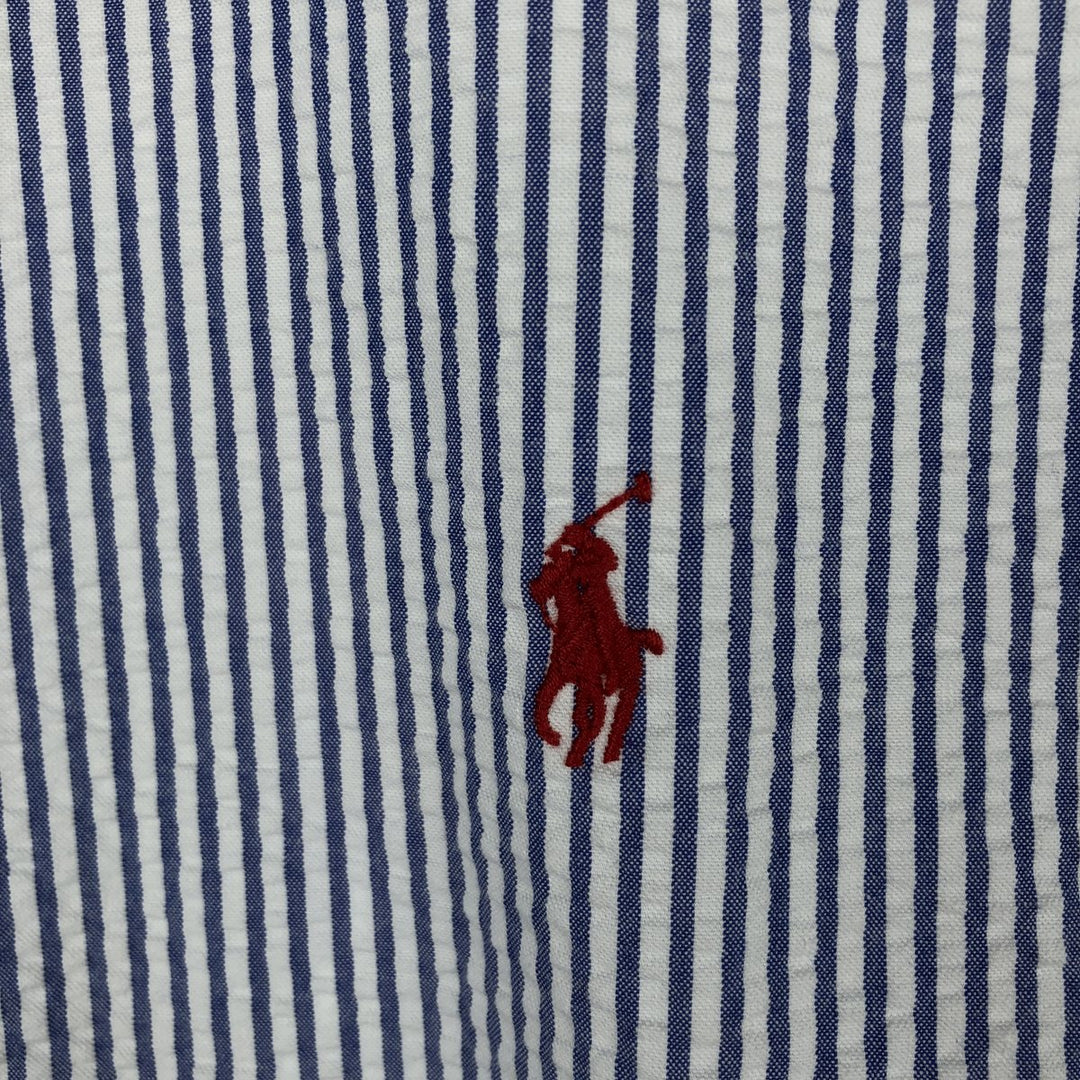 Ralph Lauren CLASSIC FIT Classic Fit Seersucker Short Sleeve Button Down Striped Shirt Men's M cotton blue type Vintage Second Hand