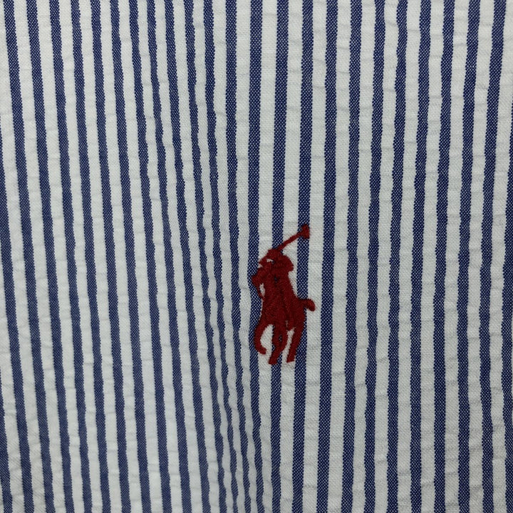 Ralph Lauren CLASSIC FIT Classic Fit Seersucker Short Sleeve Button Down Striped Shirt Men's M cotton blue type Vintage Second Hand