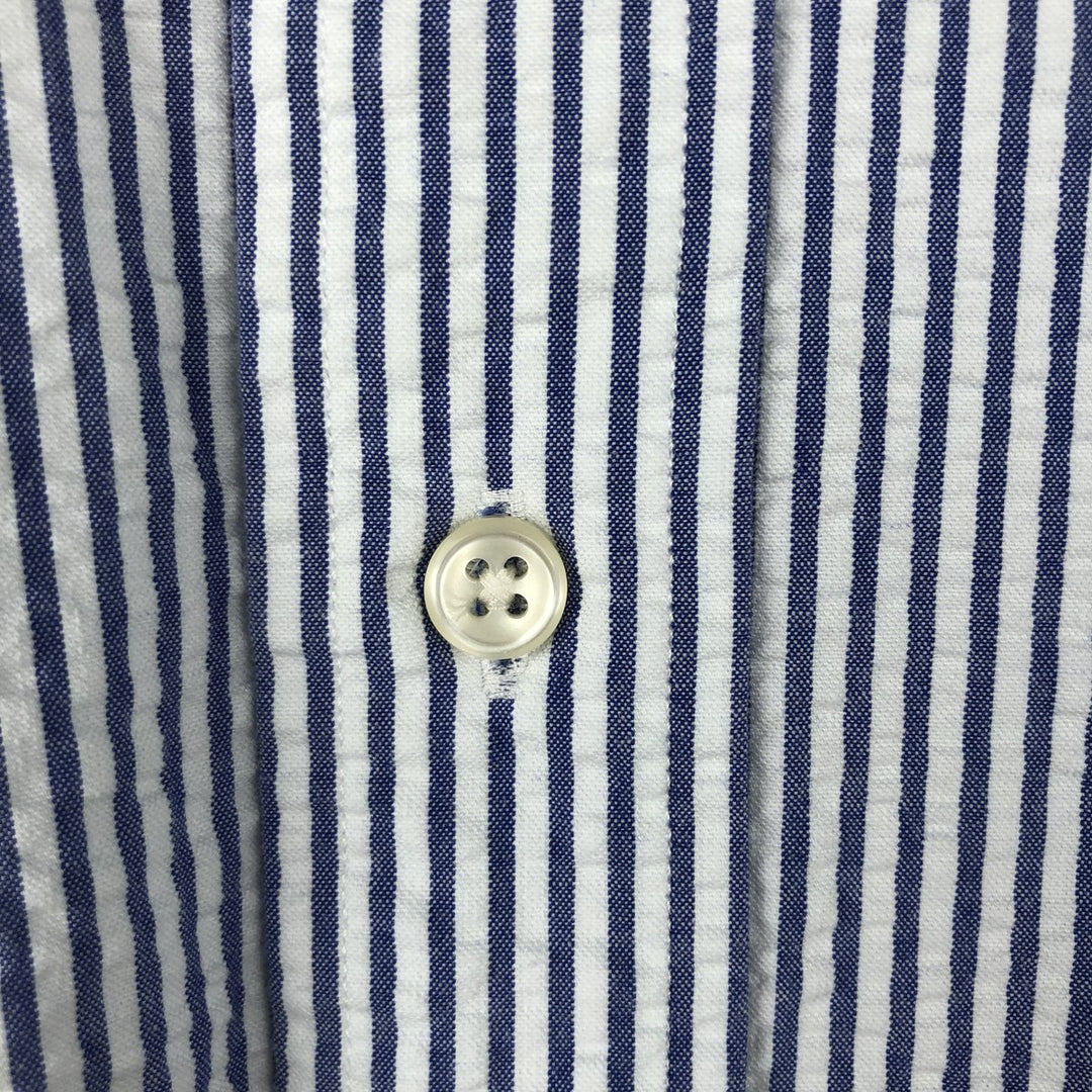 Ralph Lauren CLASSIC FIT Classic Fit Seersucker Short Sleeve Button Down Striped Shirt Men's M cotton blue type Vintage Second Hand