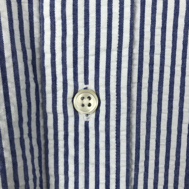 Ralph Lauren CLASSIC FIT Classic Fit Seersucker Short Sleeve Button Down Striped Shirt Men's M cotton blue type Vintage Second Hand