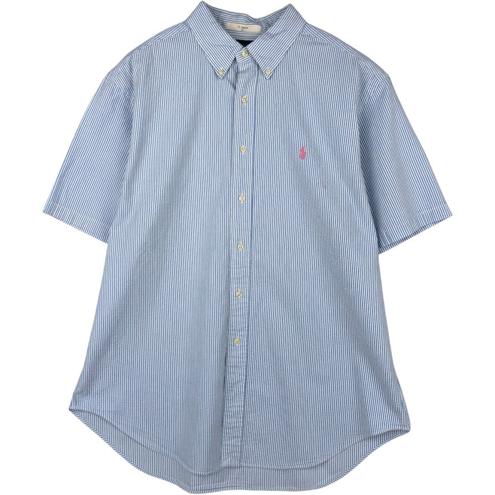 Ralph Lauren CLASSIC FIT Classic Fit Seersucker Short Sleeve Button Down Striped Shirt Men's XL cotton blue type Vintage Second Hand