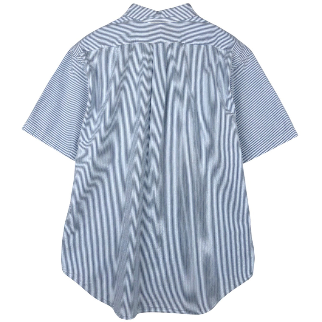 Ralph Lauren CLASSIC FIT Classic Fit Seersucker Short Sleeve Button Down Striped Shirt Men's XL cotton blue type Vintage Second Hand