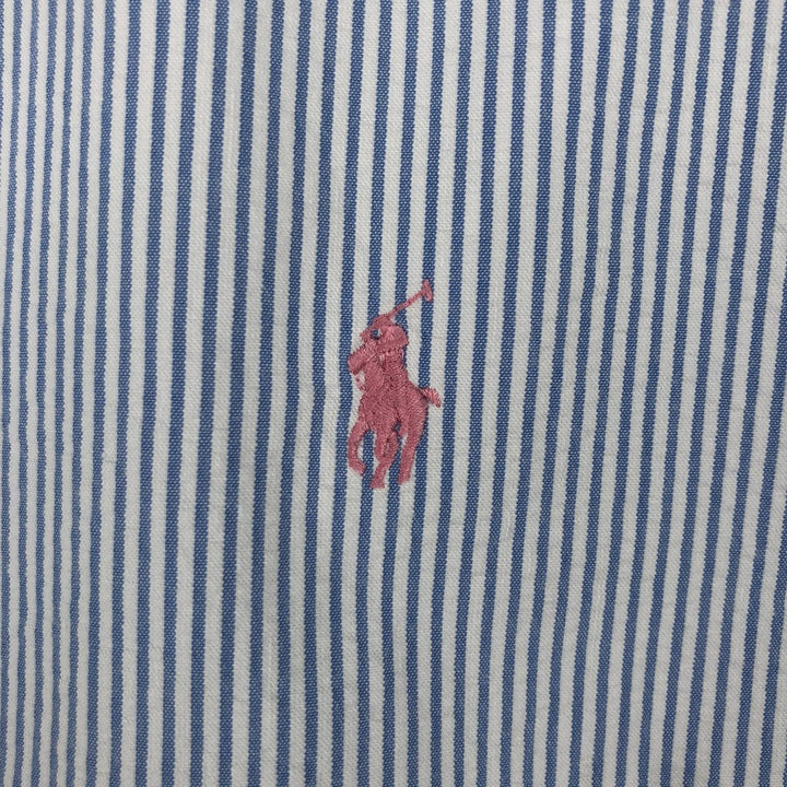 Ralph Lauren CLASSIC FIT Classic Fit Seersucker Short Sleeve Button Down Striped Shirt Men's XL cotton blue type Vintage Second Hand