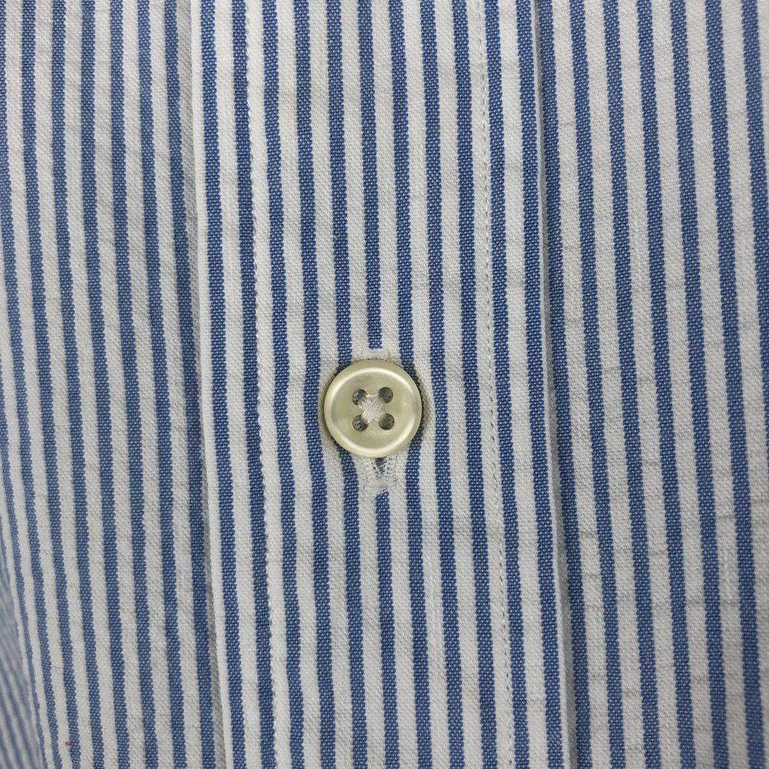 Ralph Lauren CLASSIC FIT Classic Fit Seersucker Short Sleeve Button Down Striped Shirt Men's XL cotton blue type Vintage Second Hand