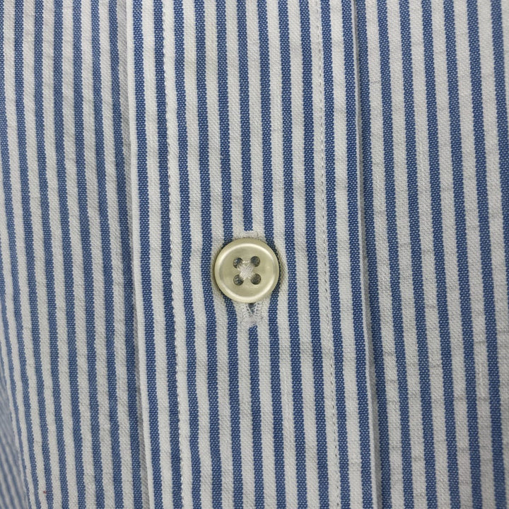 Ralph Lauren CLASSIC FIT Classic Fit Seersucker Short Sleeve Button Down Striped Shirt Men's XL cotton blue type Vintage Second Hand
