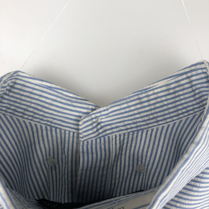 Ralph Lauren CLASSIC FIT Classic Fit Seersucker Short Sleeve Button Down Striped Shirt Men's XL cotton blue type Vintage Second Hand
