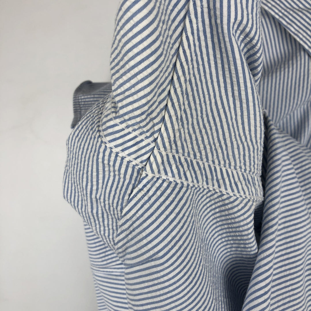 Ralph Lauren CLASSIC FIT Classic Fit Seersucker Short Sleeve Button Down Striped Shirt Men's XL cotton blue type Vintage Second Hand