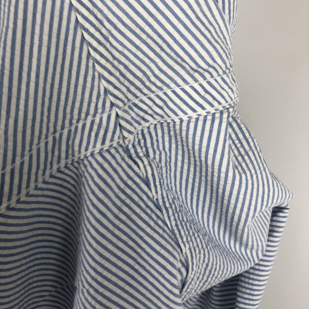 Ralph Lauren CLASSIC FIT Classic Fit Seersucker Short Sleeve Button Down Striped Shirt Men's XL cotton blue type Vintage Second Hand