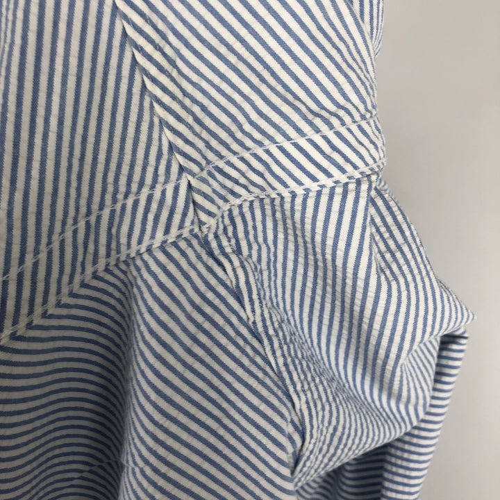 Ralph Lauren CLASSIC FIT Classic Fit Seersucker Short Sleeve Button Down Striped Shirt Men's XL cotton blue type Vintage Second Hand