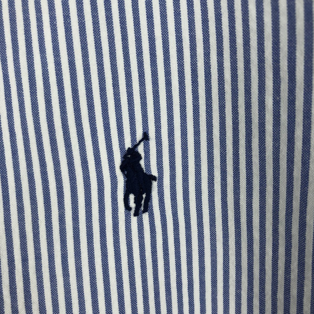 Ralph Lauren Seersucker Short Sleeve Button-Down Striped Shirt, Men's Size L cotton blue type Vintage Second Hand