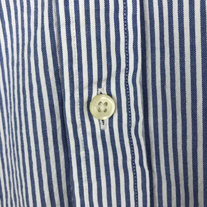 Ralph Lauren Seersucker Short Sleeve Button-Down Striped Shirt, Men's Size L cotton blue type Vintage Second Hand