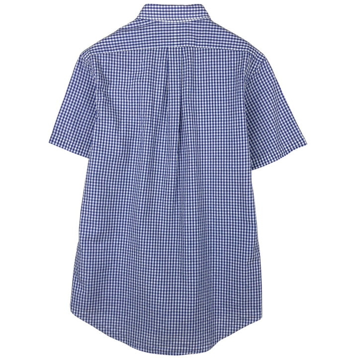 Ralph Lauren Gingham Check Short Sleeve Button Down Check Shirt Men's M Size cotton blue type Vintage Second Hand