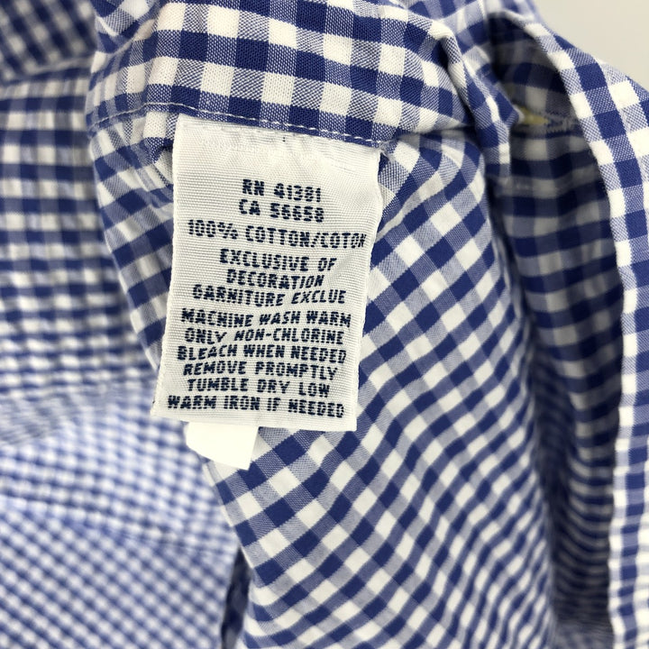 Ralph Lauren Gingham Check Short Sleeve Button Down Check Shirt Men's M Size cotton blue type Vintage Second Hand
