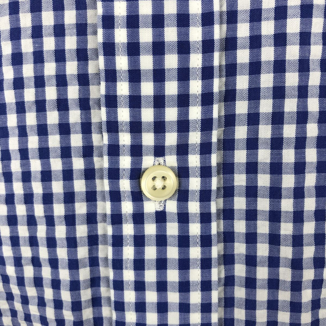 Ralph Lauren Gingham Check Short Sleeve Button Down Check Shirt Men's M Size cotton blue type Vintage Second Hand