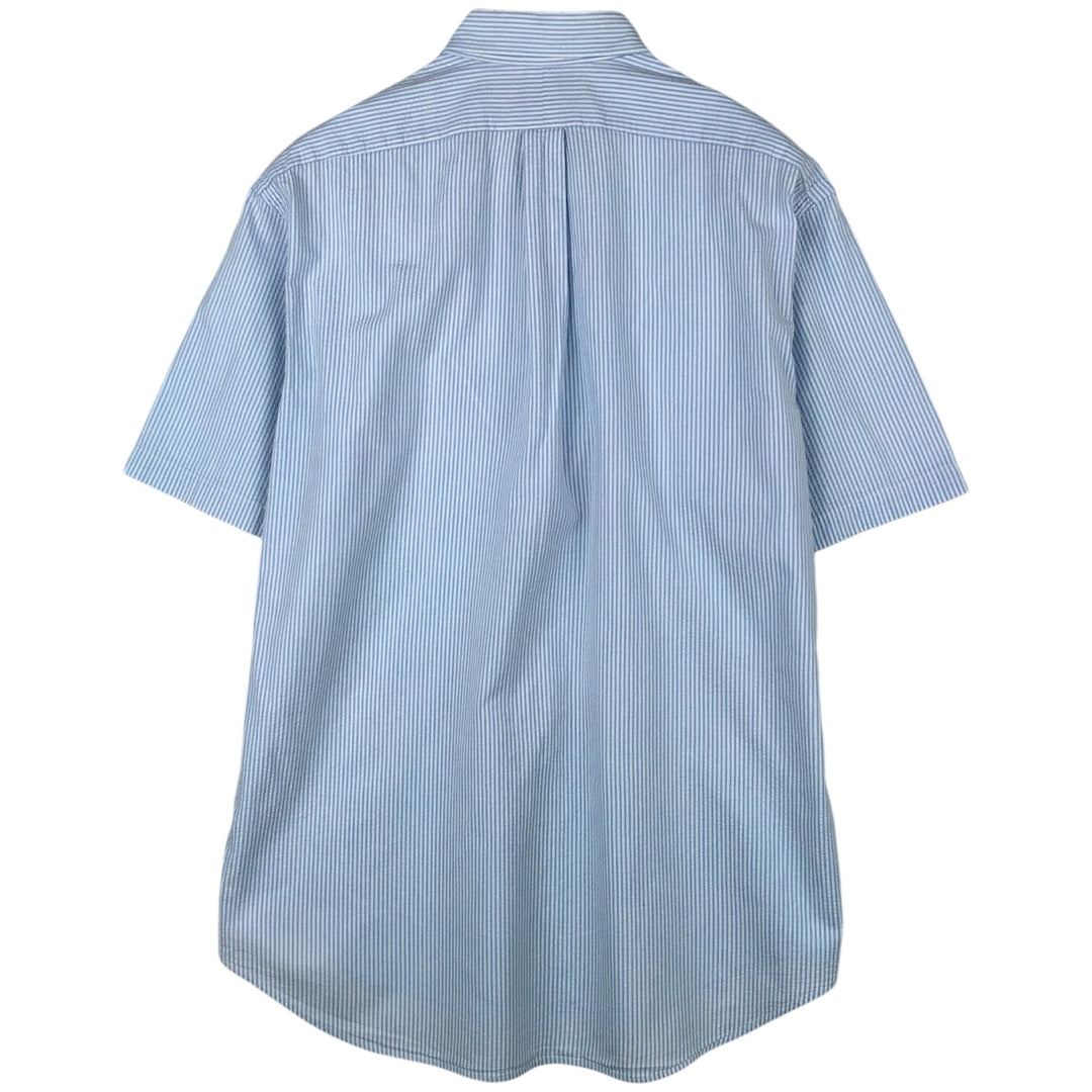 Ralph Lauren BLAKE Seersucker Short Sleeve Button Down Striped Shirt Men's Size L cotton Blue type light blue Vintage Second Hand
