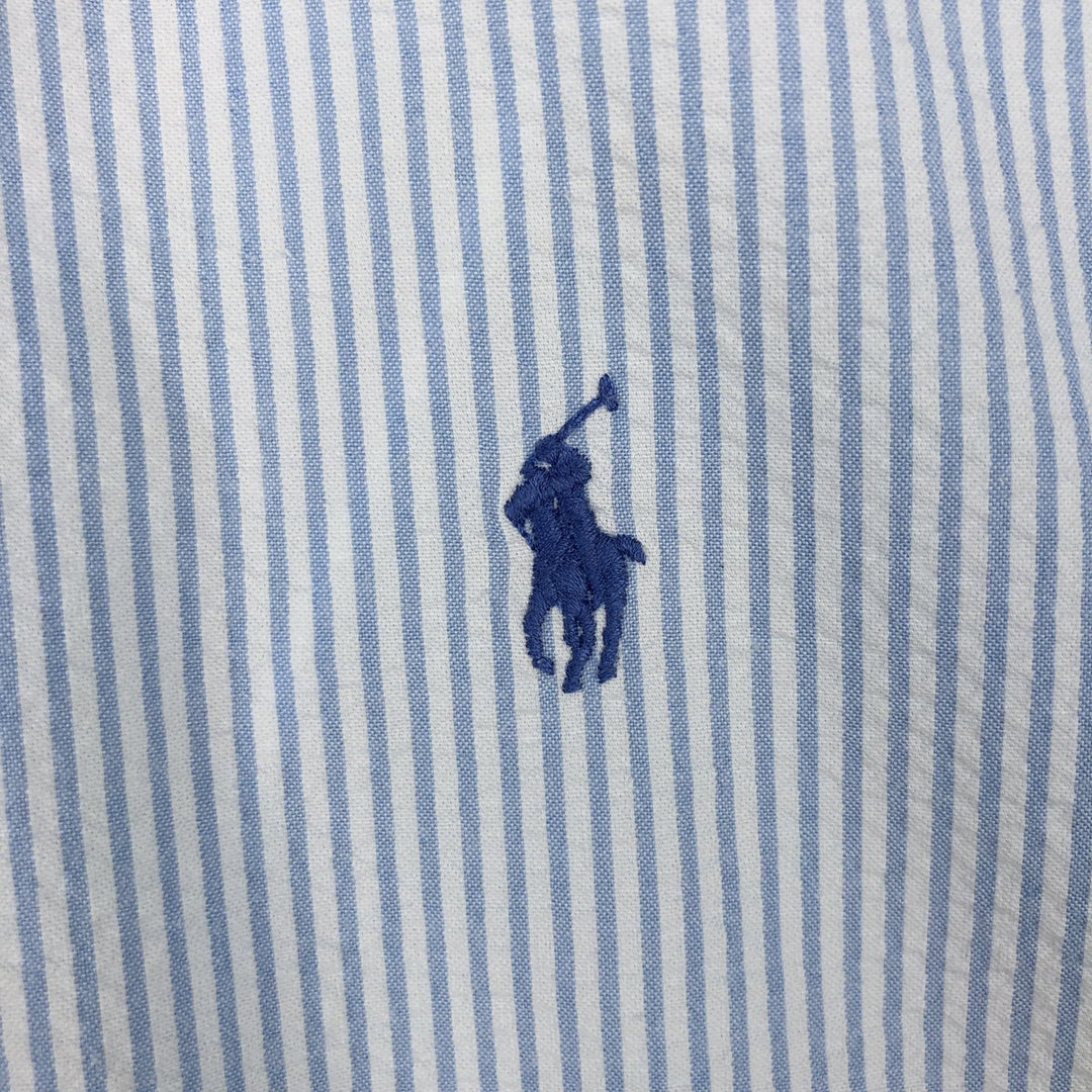 Ralph Lauren BLAKE Seersucker Short Sleeve Button Down Striped Shirt Men's Size L cotton Blue type light blue Vintage Second Hand
