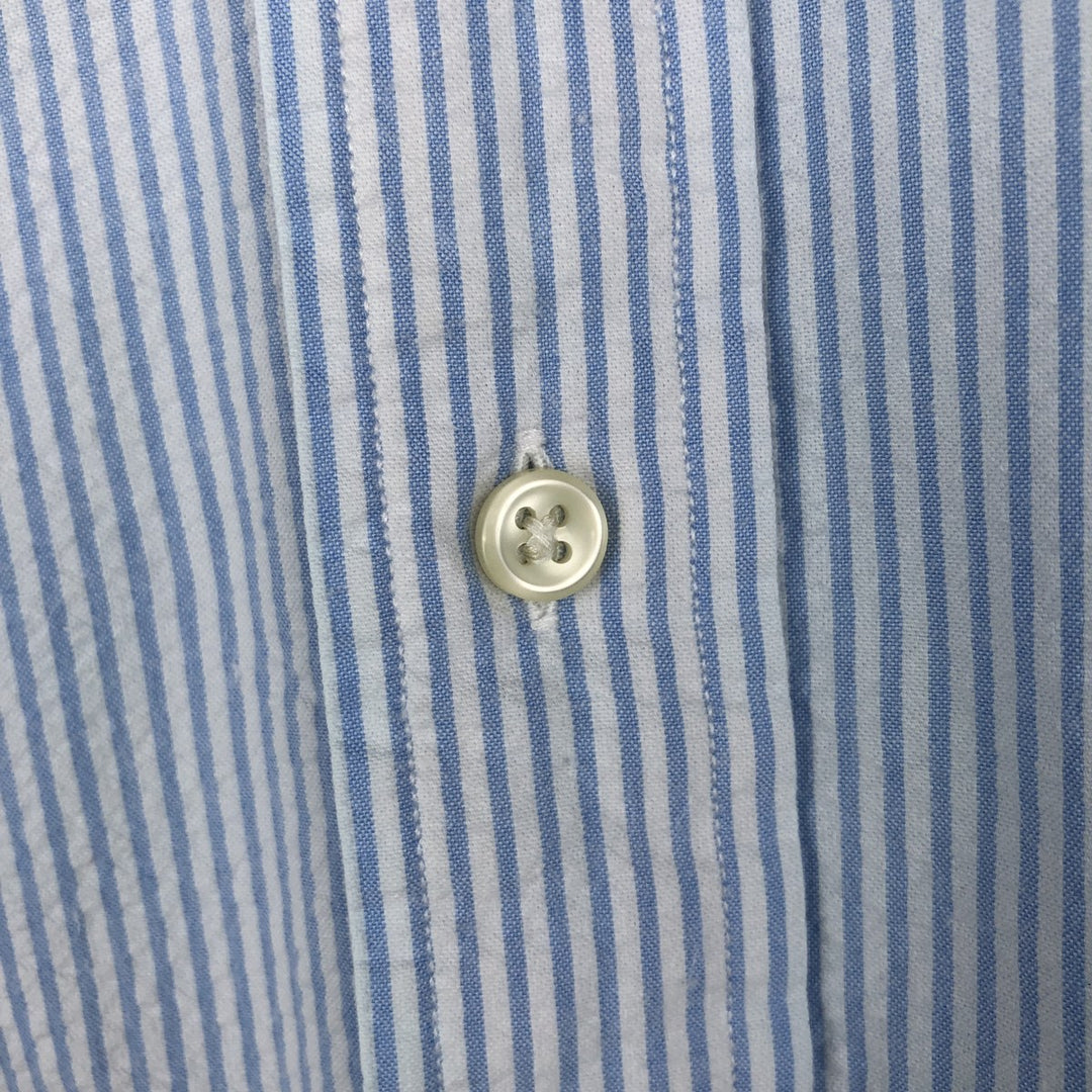 Ralph Lauren BLAKE Seersucker Short Sleeve Button Down Striped Shirt Men's Size L cotton Blue type light blue Vintage Second Hand