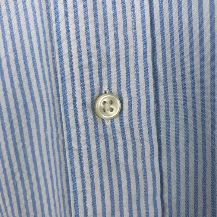 Ralph Lauren BLAKE Seersucker Short Sleeve Button Down Striped Shirt Men's Size L cotton Blue type light blue Vintage Second Hand