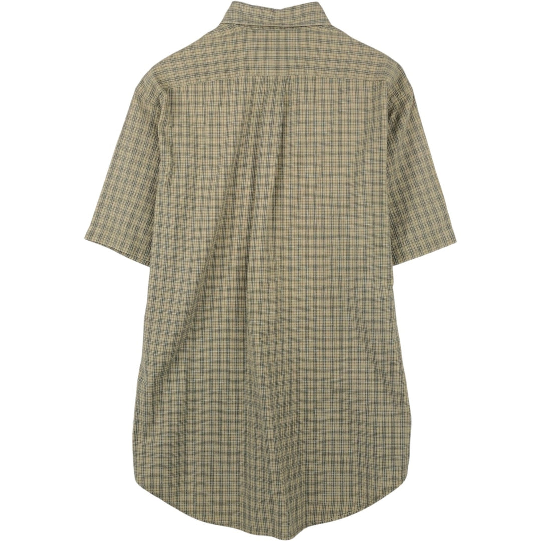 1990'S Ralph Lauren RALPH LAUREN SPORT Short-Sleeve Button-Down Check Shirt, Men's Size M (approx.), Vintage cotton Khaki type beige Vintage Second Hand