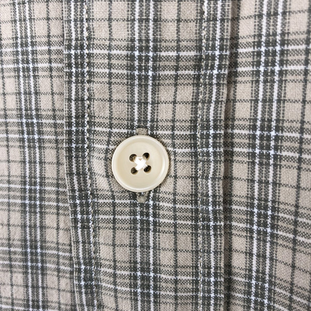 1990'S Ralph Lauren RALPH LAUREN SPORT Short-Sleeve Button-Down Check Shirt, Men's Size M (approx.), Vintage cotton Khaki type beige Vintage Second Hand