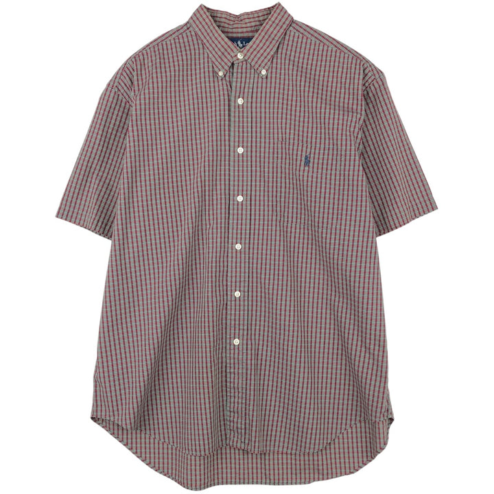 Ralph Lauren BARTLETT short sleeve button down check shirt, men's XL size cotton burgundy type Vintage Second Hand